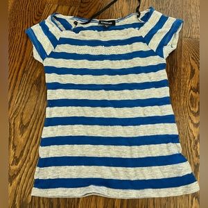 bebe blue and grey off the shoulder top